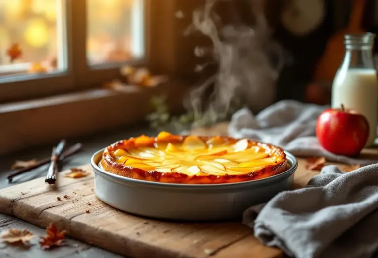 Un flan au parfum vanillé et aux pommes fondantes : la douceur maison de grand-mère qui réchauffe les après-midis d’automne