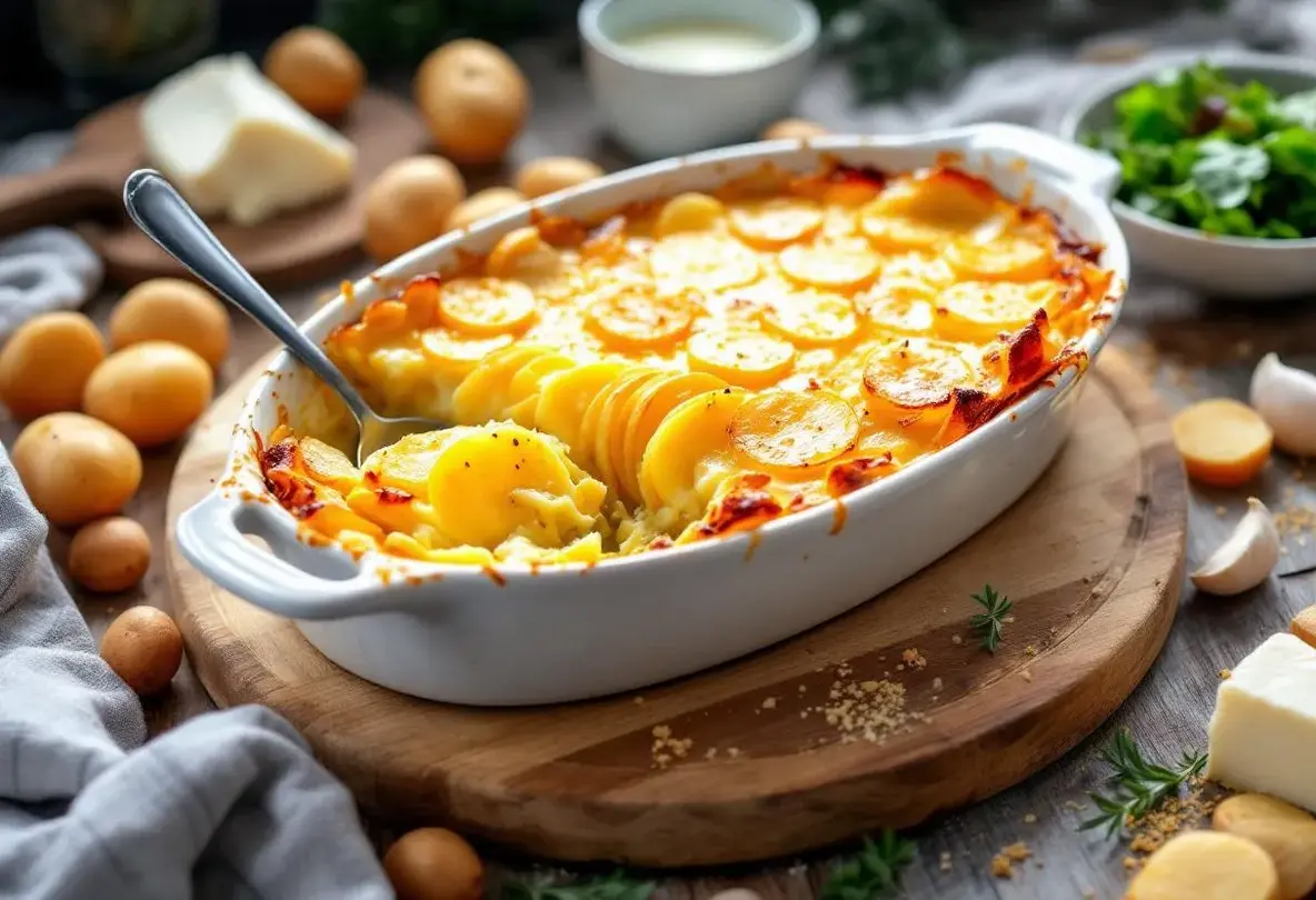 Chèvre crémeux, pommes de terre ultra fondantes et croûte dorée : le gratin qui réconforte l’hiver avec 5 ingrédients du placard