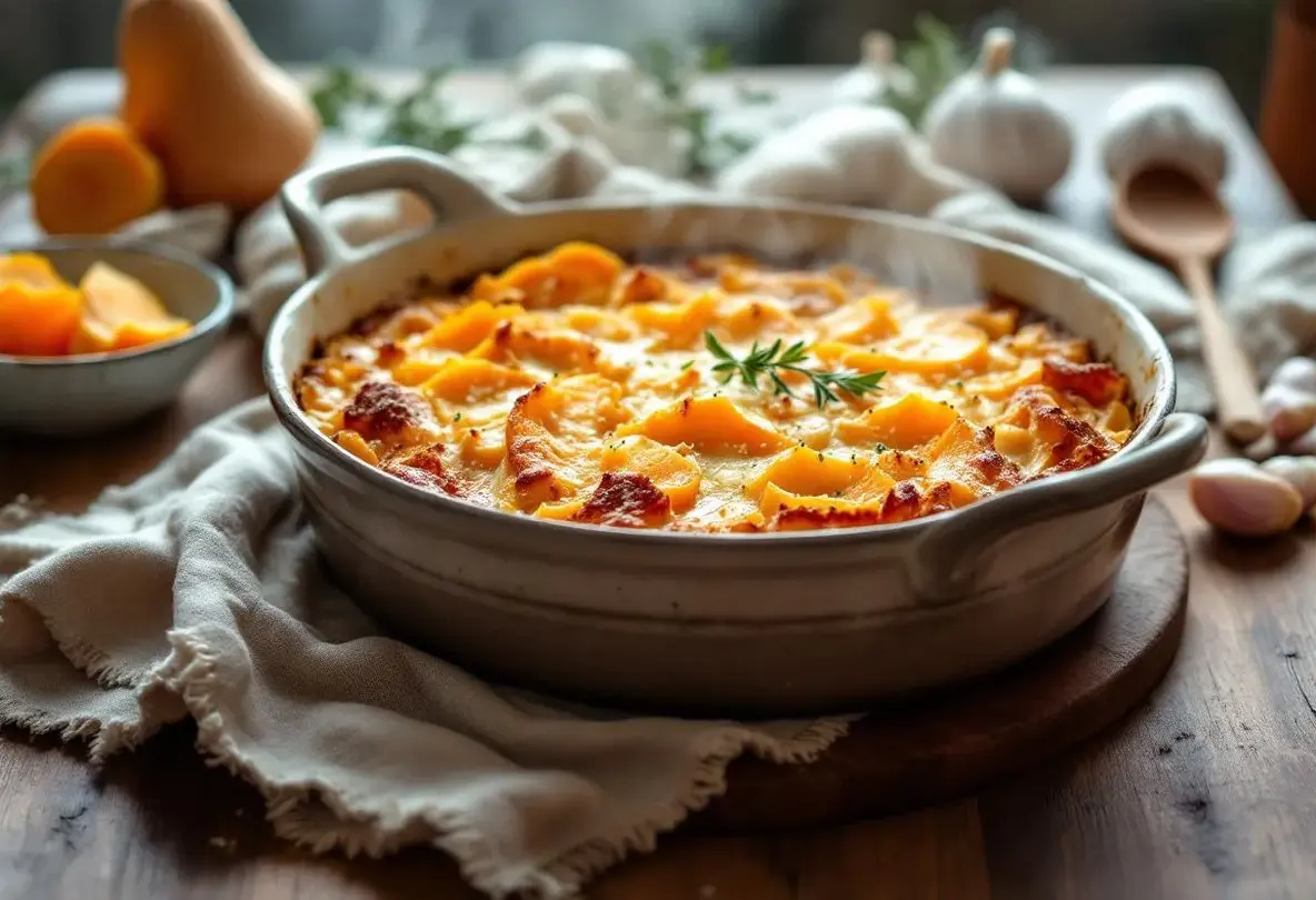 Gratin butternut-fromage frais au four : douceur fondante, herbes fraîches et crème pour réchauffer vos froids soirs d’hiver