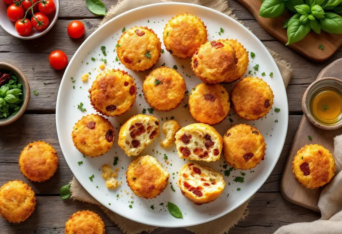 Minis cakes basilic et tomates séchées : ultra moelleux, prêts en 30 minutes