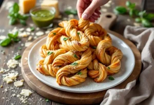 Torsades feuilletées au pesto et parmesan, ultra croustillantes et rapides à faire