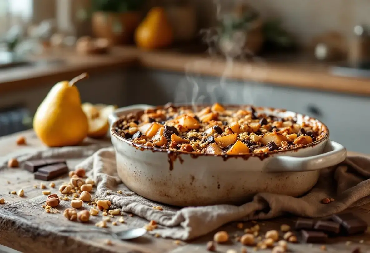 Ce crumble poires‑chocolat ultra fondant, inspiré des recettes de grand‑mère, est l’indispensable dessert d’hiver