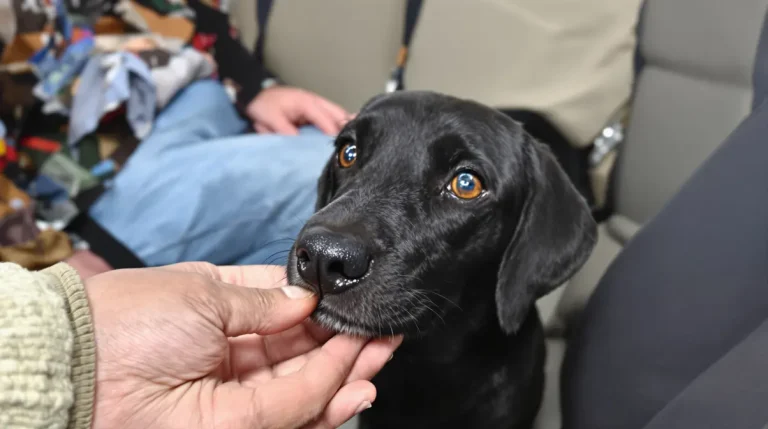 En apercevant une chienne épuisée et ses 2 chiots au bord de la route, une automobiliste ressent un besoin irrésistible de faire demi-tour